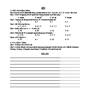 Một số đề kiểm tra 15 phút môn Toán